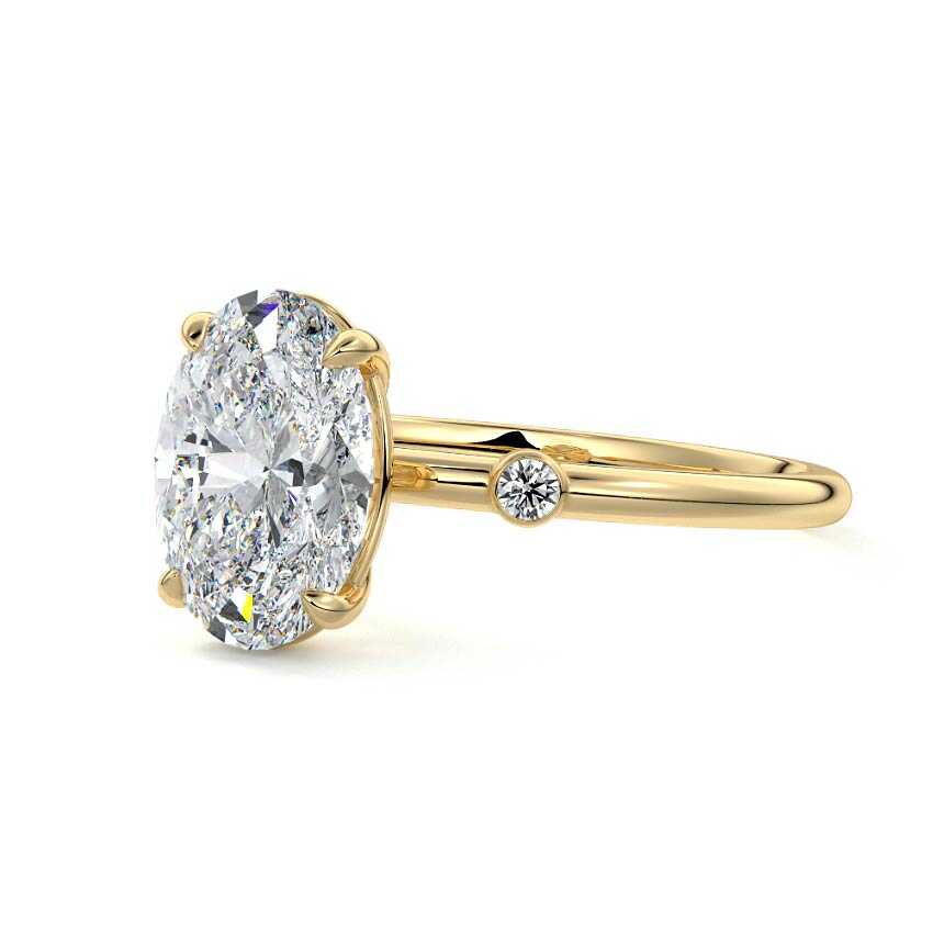 Eira - Oval Yellow Gold Engagement Ring Detail View | Nura Lab