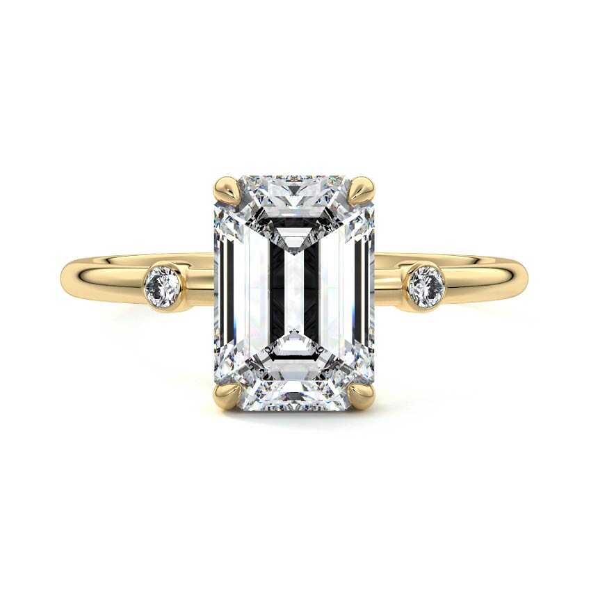 Eira - Emerald Cut Yellow Gold Lab Grown Diamond Engagement Ring | Nura Lab
