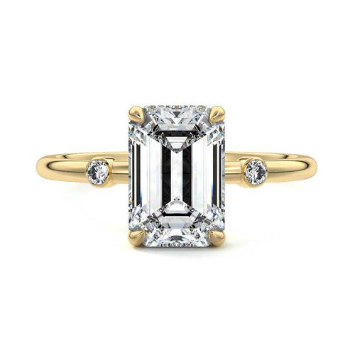 Eira - Emerald Cut Yellow Gold Lab Grown Diamond Engagement Ring | Nura Lab