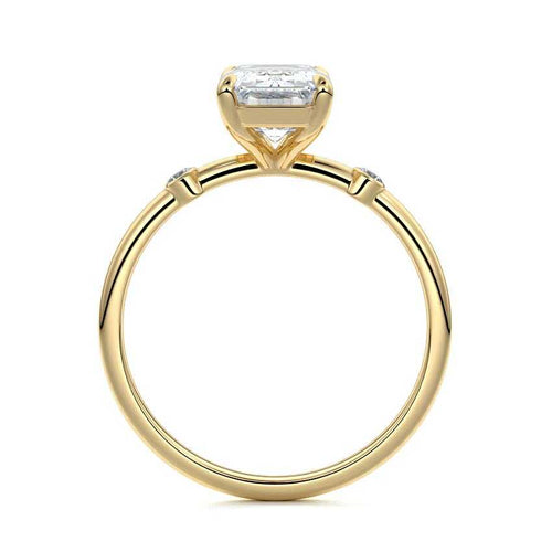 Eira - Emerald Cut Yellow Gold Engagement Ring Side View | Nura Lab