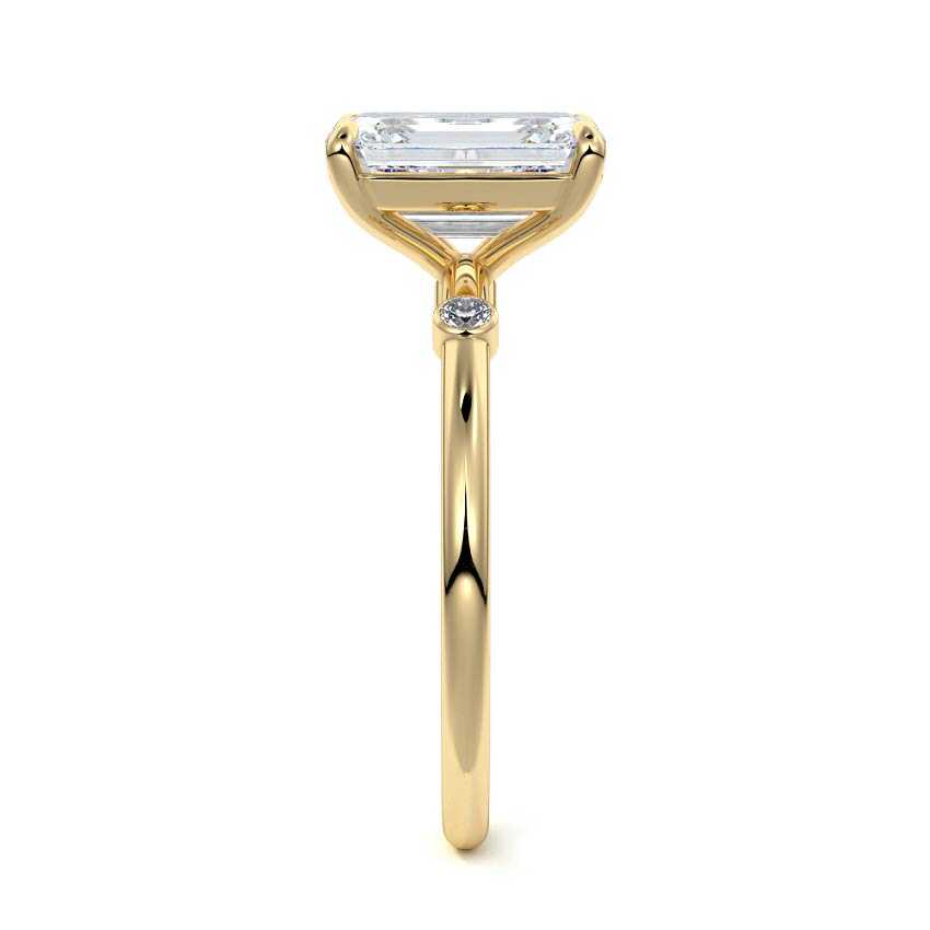 Eira - Emerald Cut Yellow Gold Engagement Ring Profile View | Nura Lab