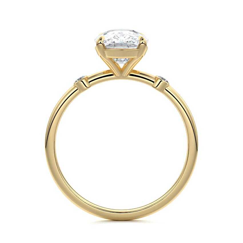 Eira - Cushion Yellow Gold Engagement Ring Side View | Nura Lab