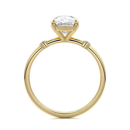 Eira - Cushion Yellow Gold Engagement Ring Side View | Nura Lab