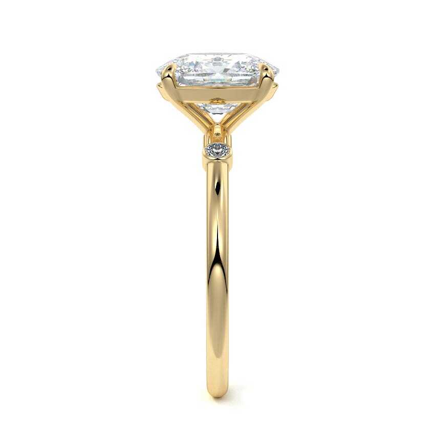Eira - Cushion Yellow Gold Engagement Ring Profile View | Nura Lab