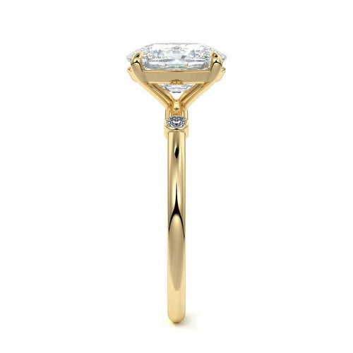 Eira - Cushion Yellow Gold Engagement Ring Profile View | Nura Lab