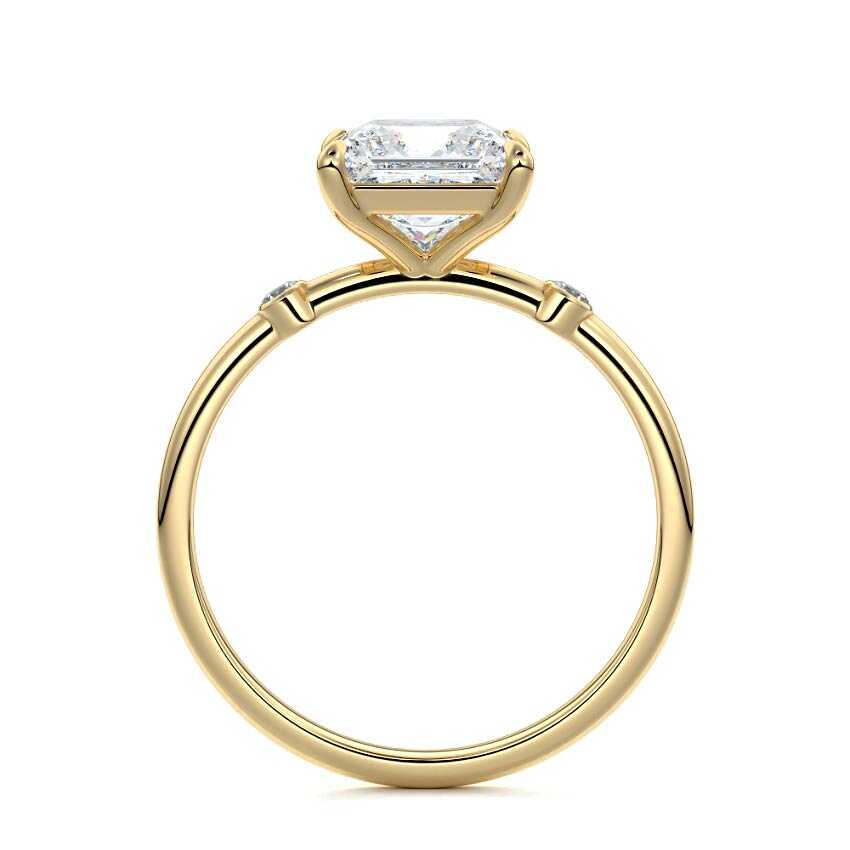 Eira - Princess Yellow Gold Engagement Ring Side View | Nura Lab
