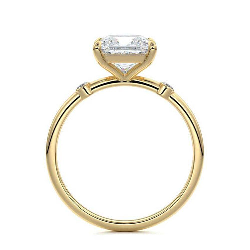 Eira - Princess Yellow Gold Engagement Ring Side View | Nura Lab