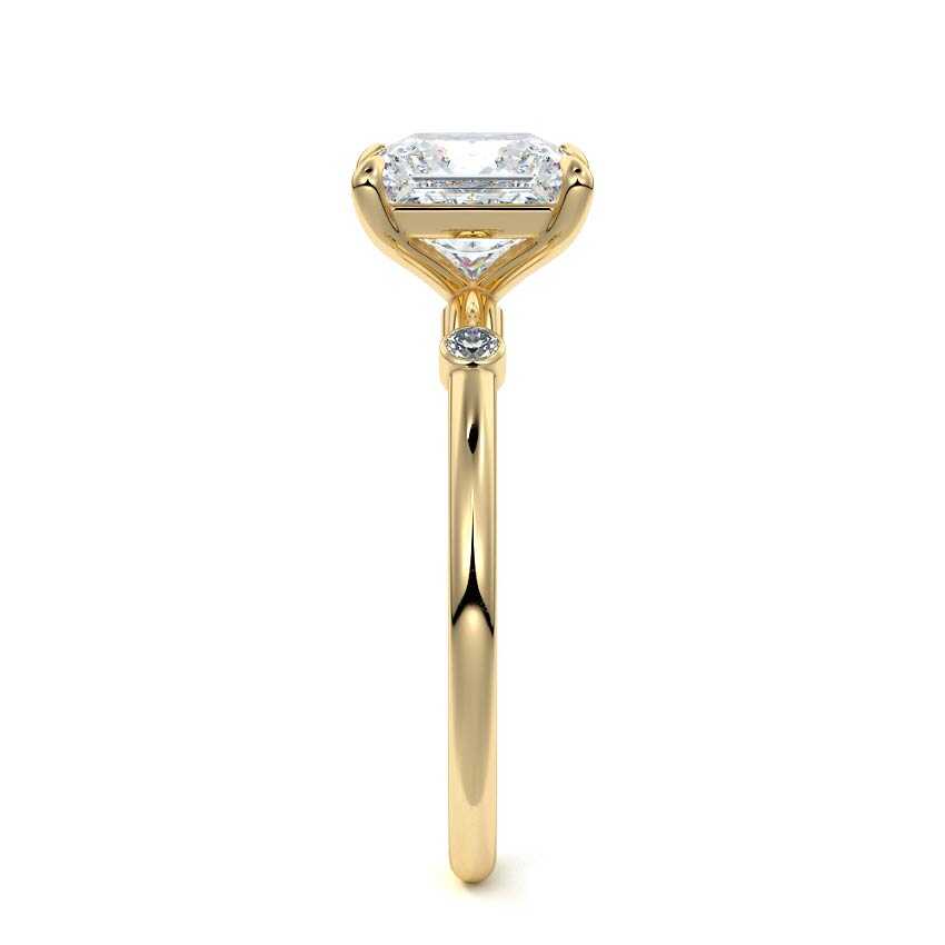 Eira - Princess Yellow Gold Engagement Ring Profile View | Nura Lab