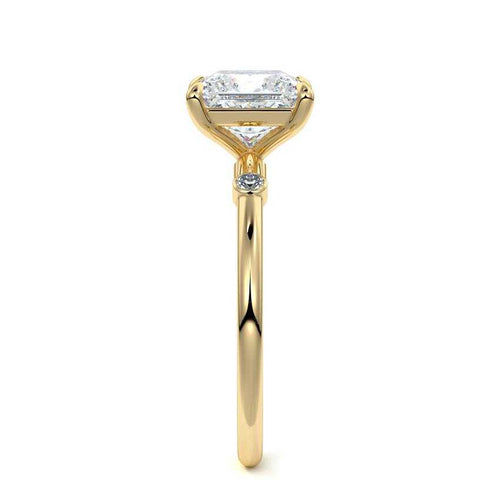 Eira - Princess Yellow Gold Engagement Ring Profile View | Nura Lab