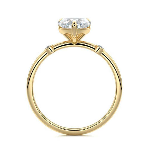 Eira - Heart Yellow Gold Engagement Ring Side View | Nura Lab