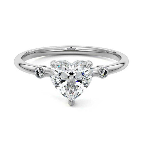 Eira - Heart White Gold Lab Grown Diamond Engagement Ring | Nura Lab