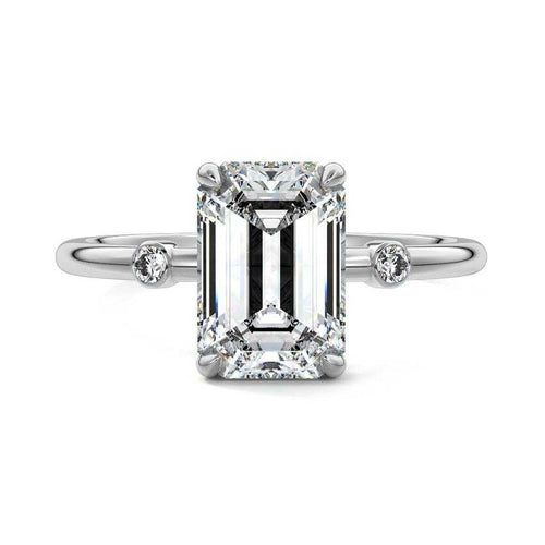 Eira - Emerald Cut Platinum Lab Grown Diamond Engagement Ring | Nura Lab