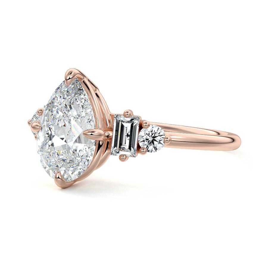 Esmeray - Pear Rose Gold Lab Grown Diamond Engagement Ring | Nura Lab