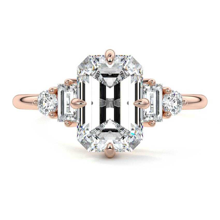 Esmeray - Emerald Cut Rose Gold Lab Grown Diamond Engagement Ring | Nura Lab