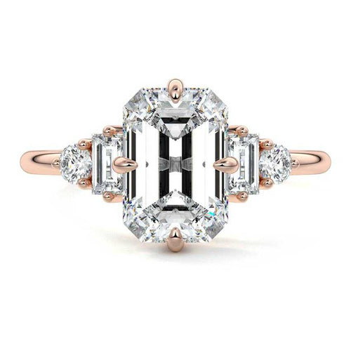 Esmeray - Emerald Cut Rose Gold Lab Grown Diamond Engagement Ring | Nura Lab