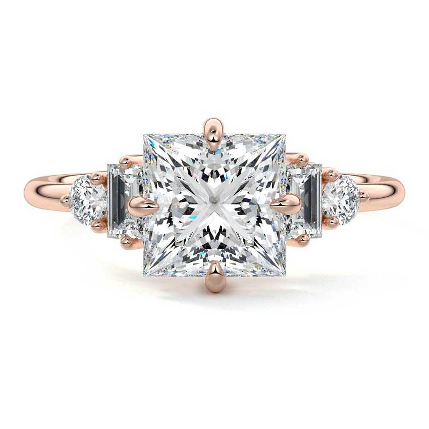 Esmeray - Princess Rose Gold Lab Grown Diamond Engagement Ring | Nura Lab