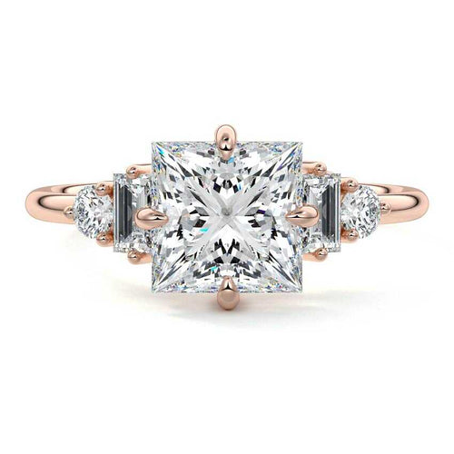 Esmeray - Princess Rose Gold Lab Grown Diamond Engagement Ring | Nura Lab