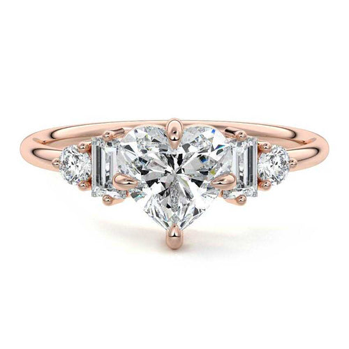 Esmeray - Heart Rose Gold Lab Grown Diamond Engagement Ring | Nura Lab