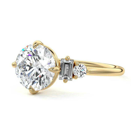 Esmeray round multi-stone lab grown diamond engagement ring in yellow gold