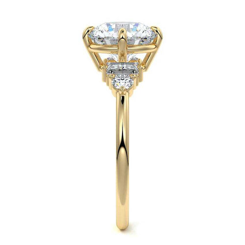 Esmeray round multi-stone lab grown diamond engagement ring in yellow gold