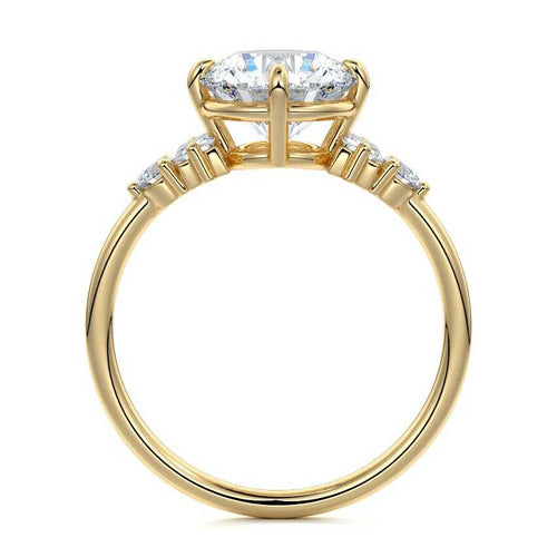 Esmeray round multi-stone lab grown diamond engagement ring in yellow gold