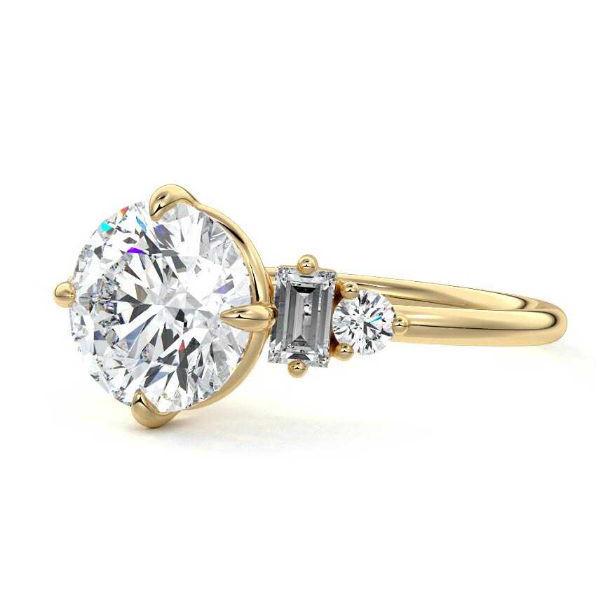 Esmeray round multi-stone lab grown diamond engagement ring in yellow gold