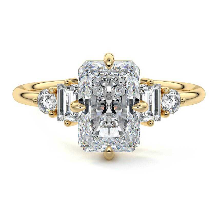 Esmeray - Radiant Yellow Gold Lab Grown Diamond Engagement Ring | Nura Lab
