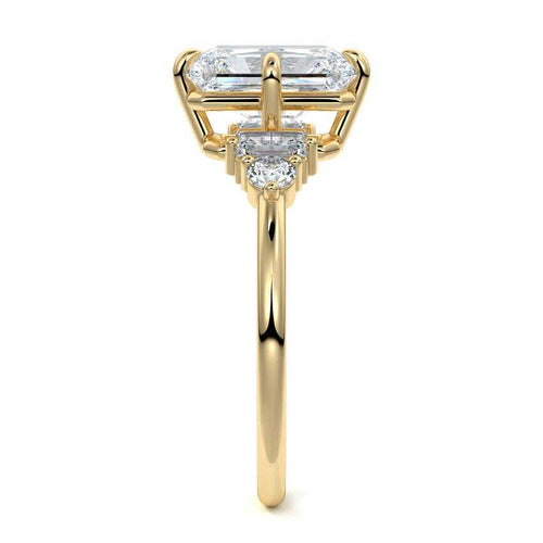 Esmeray - Radiant Yellow Gold Engagement Ring Side View | Nura Lab