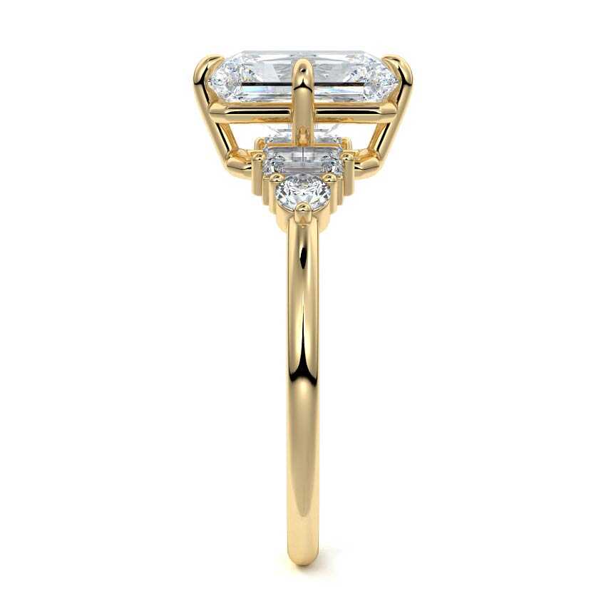 Esmeray radiant multi-stone lab grown diamond engagement ring in yellow gold