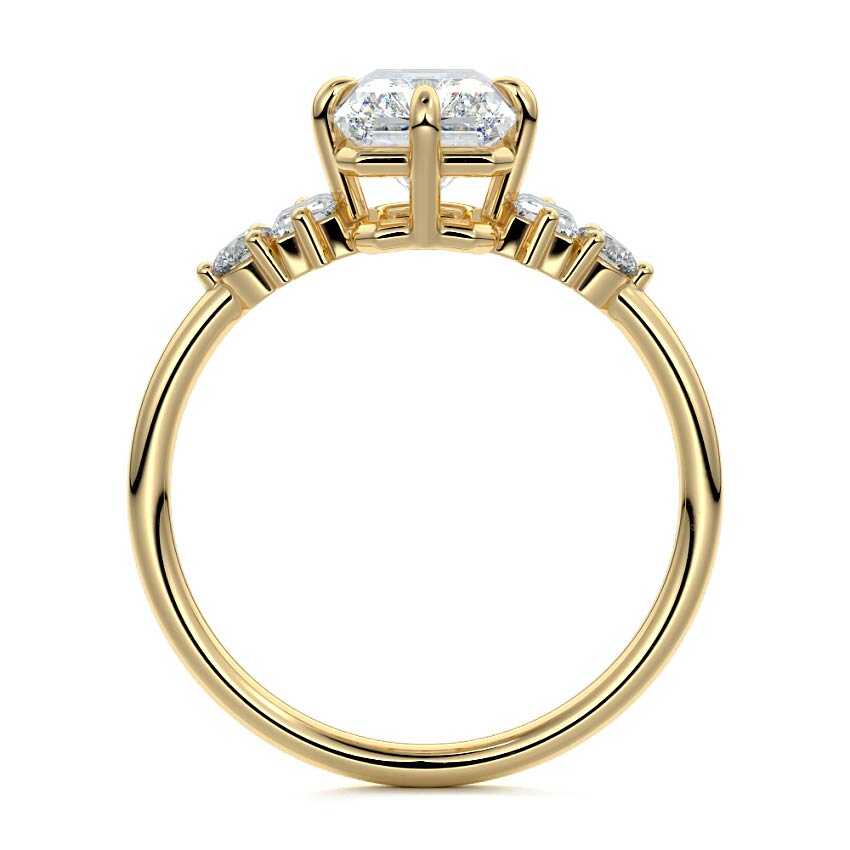 Esmeray - Radiant Yellow Gold Engagement Ring Profile View | Nura Lab