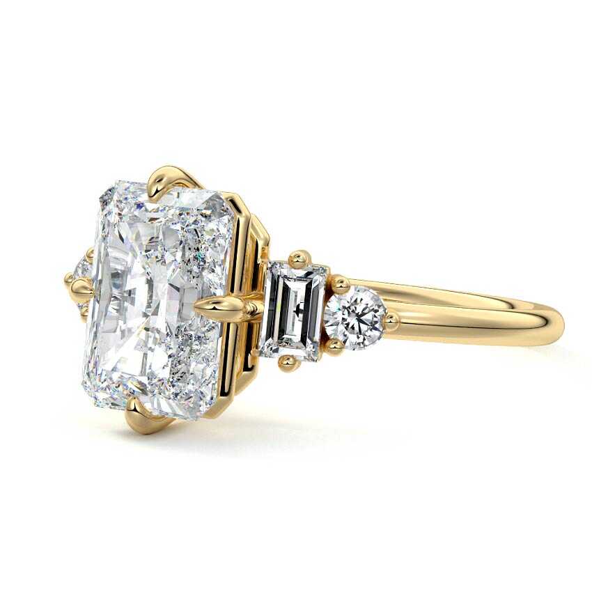 Esmeray - Radiant Yellow Gold Engagement Ring Detail View | Nura Lab