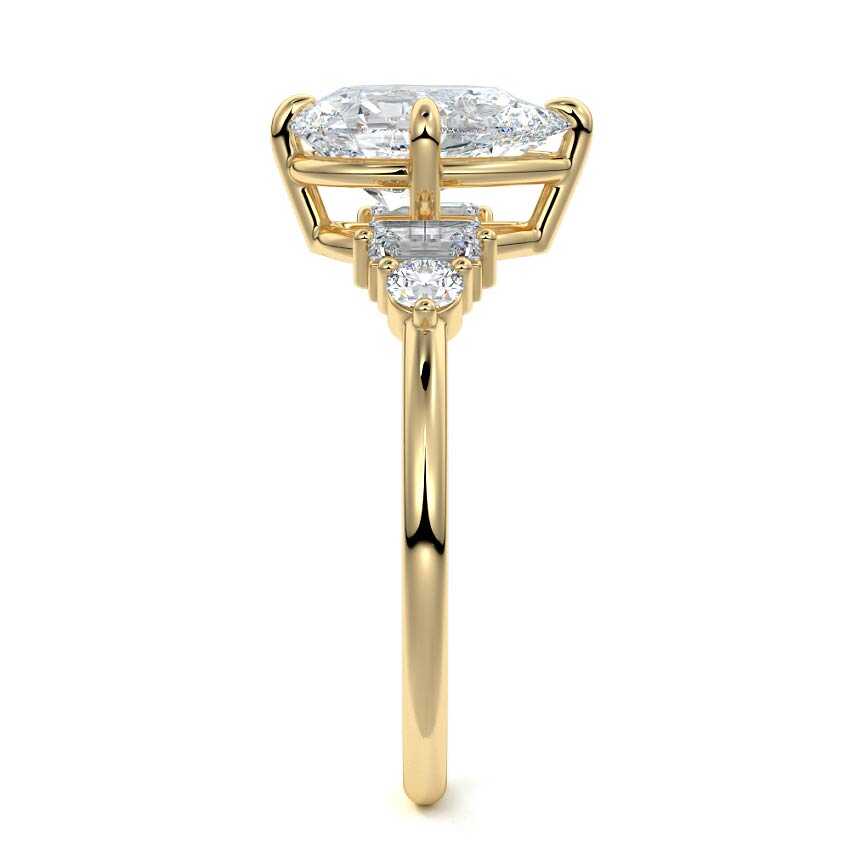 Esmeray - Pear Yellow Gold Engagement Ring Side View | Nura Lab