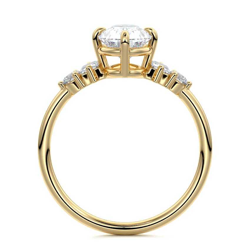 Esmeray - Pear Yellow Gold Engagement Ring Profile View | Nura Lab