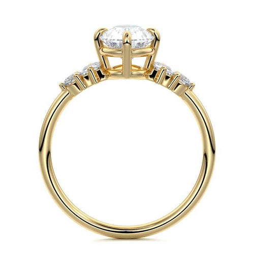 Esmeray pear multi-stone lab grown diamond engagement ring in yellow gold