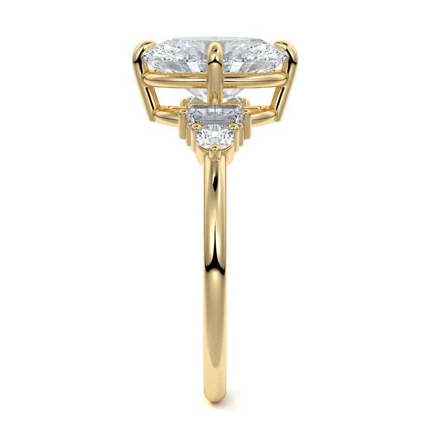 Esmeray - Oval Yellow Gold Engagement Ring Side View | Nura Lab