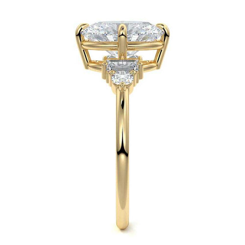 Esmeray - Oval Yellow Gold Engagement Ring Side View | Nura Lab