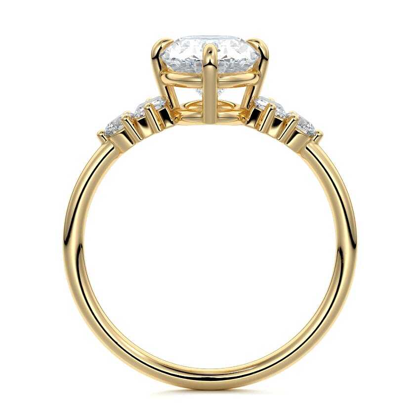 Esmeray - Oval Yellow Gold Engagement Ring Profile View | Nura Lab