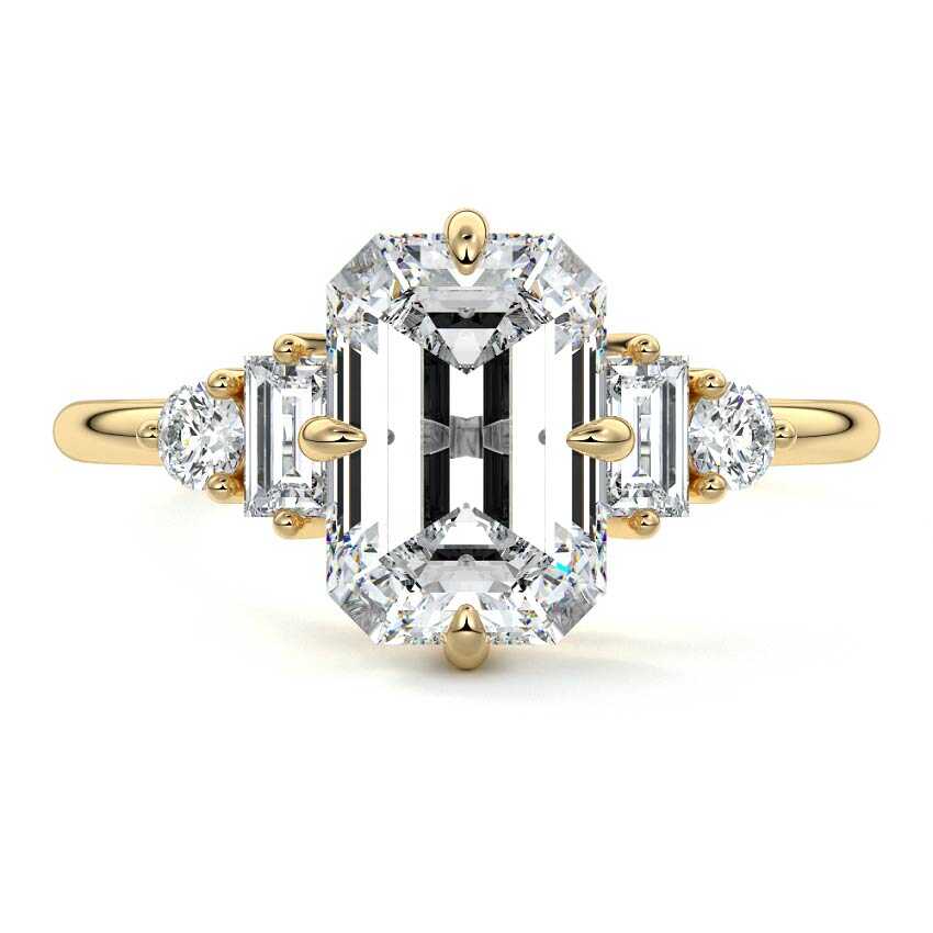 Esmeray - Emerald Cut Yellow Gold Lab Grown Diamond Engagement Ring | Nura Lab