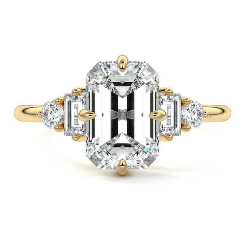 Esmeray - Emerald Cut Yellow Gold Lab Grown Diamond Engagement Ring | Nura Lab
