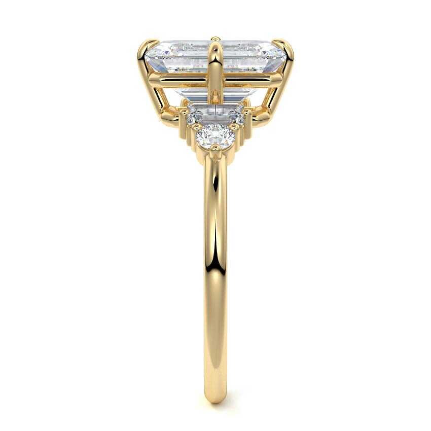 Esmeray - Emerald Cut Yellow Gold Engagement Ring Side View | Nura Lab