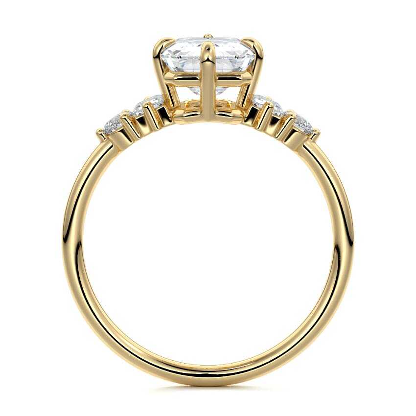 Esmeray - Emerald Cut Yellow Gold Engagement Ring Profile View | Nura Lab