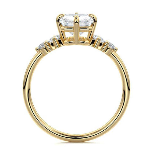 Esmeray - Emerald Cut Yellow Gold Engagement Ring Profile View | Nura Lab