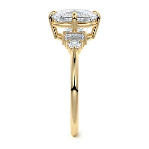 Esmeray - Cushion Yellow Gold Engagement Ring Side View | Nura Lab