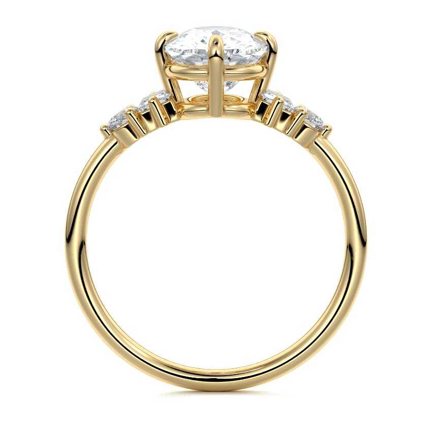 Esmeray - Cushion Yellow Gold Engagement Ring Profile View | Nura Lab