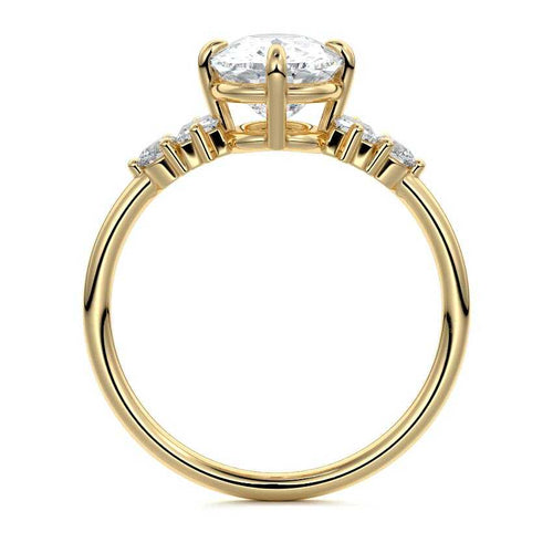 Esmeray - Cushion Yellow Gold Engagement Ring Profile View | Nura Lab