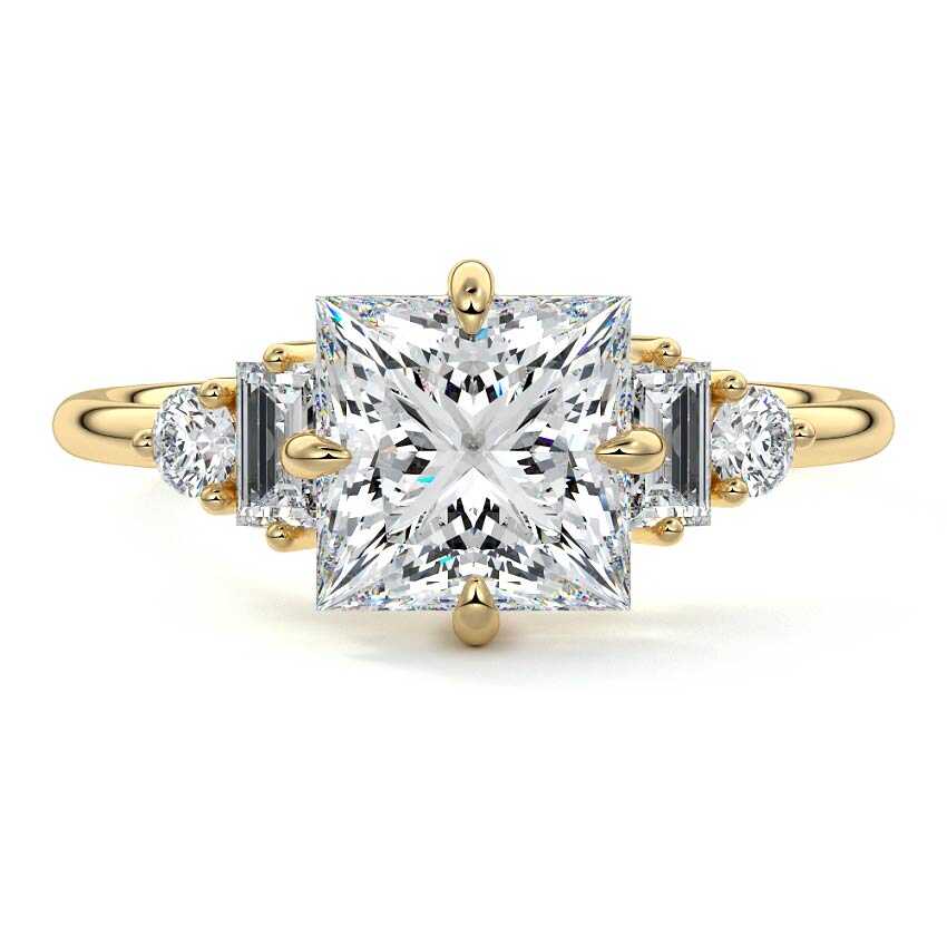 Esmeray - Princess Yellow Gold Lab Grown Diamond Engagement Ring | Nura Lab