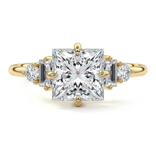 Esmeray - Princess Yellow Gold Lab Grown Diamond Engagement Ring | Nura Lab