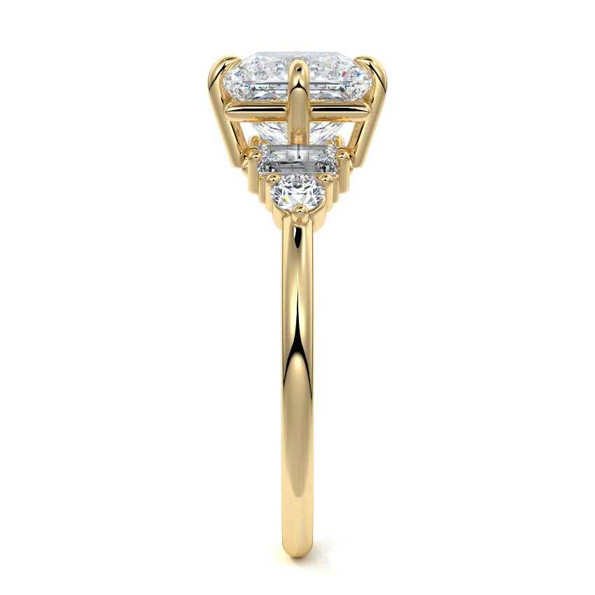 Esmeray princess multi-stone lab grown diamond engagement ring in yellow gold