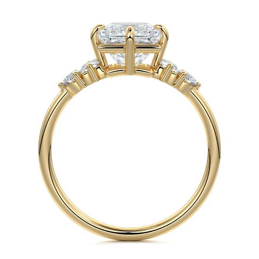 Esmeray - Princess Yellow Gold Engagement Ring Profile View | Nura Lab