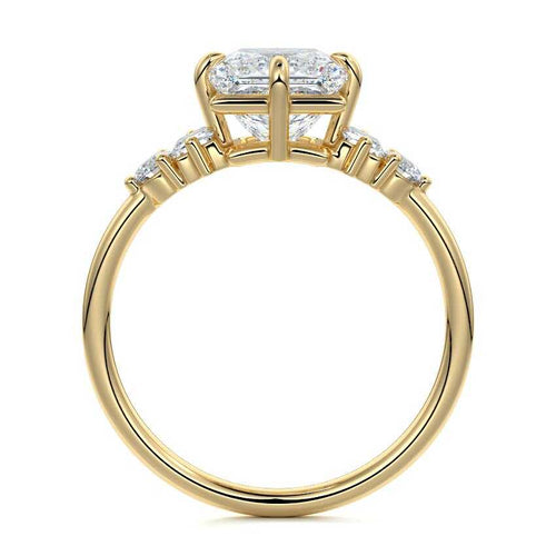 Esmeray - Princess Yellow Gold Engagement Ring Profile View | Nura Lab